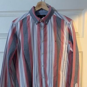Tommy Hilfiger long sleeve dress shirt red/white/blue medium